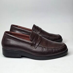 Gravity Defyer Sorrento Men's Dress Shoes Size 9.5 M Brown Leather Penny Loafers